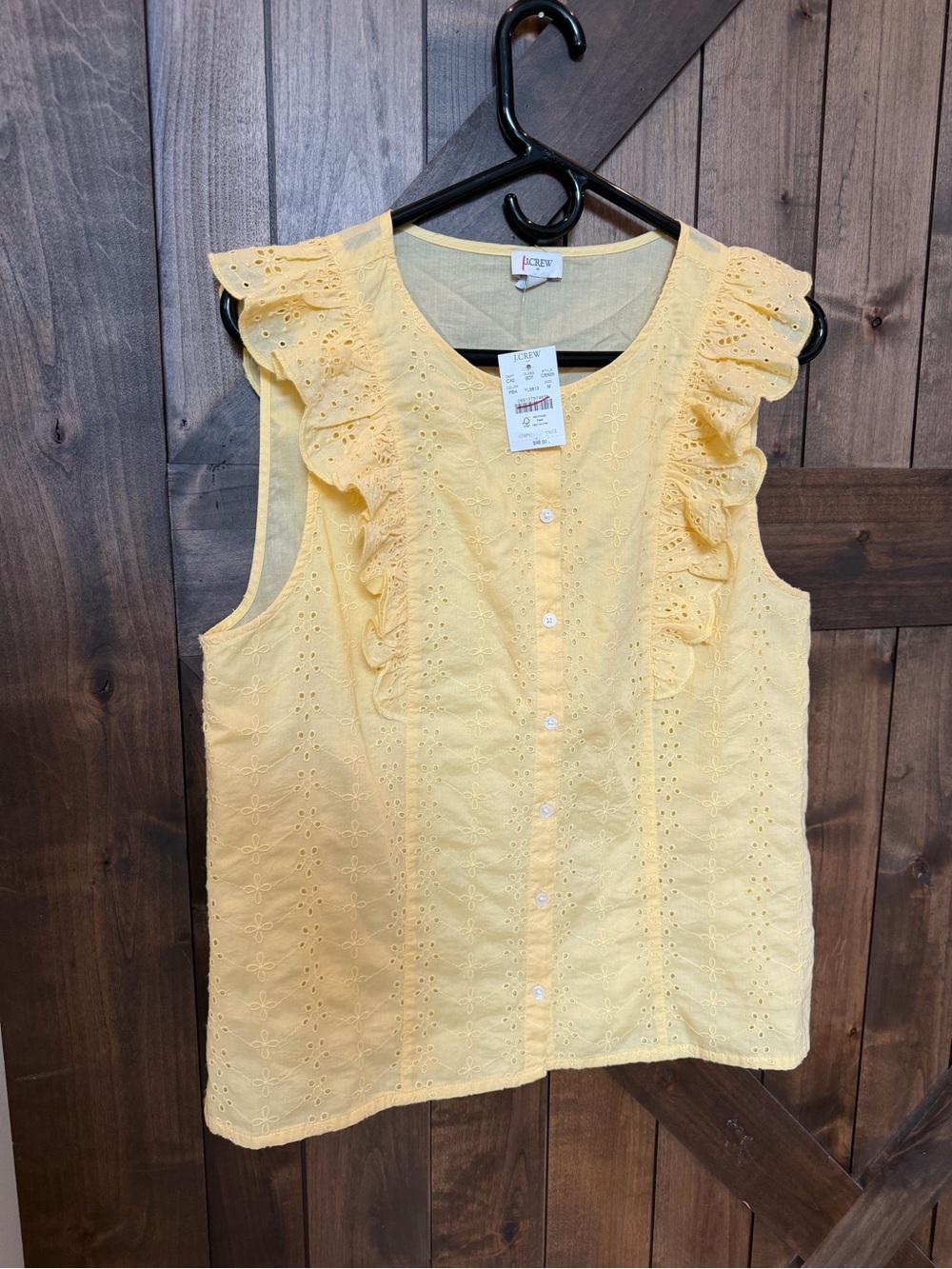 J. Crew Factory Soft Yellow Eyelet Ruffle Button-Front Camisole